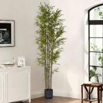 5-SOGA 2X 210cm Lucky Bamboo Tree Bambusa Vulgaris Artificial Plant w/ 7 Branches Home Accent Decor