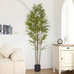 2-SOGA 240cm Lucky Bamboo Tree Bambusa Vulgaris Artificial Plant w/ 7 Branches Home Accent Decor