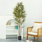 3-SOGA 240cm Lucky Bamboo Tree Bambusa Vulgaris Artificial Plant w/ 7 Branches Home Accent Decor
