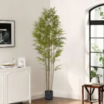 5-SOGA 240cm Lucky Bamboo Tree Bambusa Vulgaris Artificial Plant w/ 7 Branches Home Accent Decor