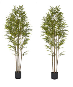 1-SOGA 2X 240cm Lucky Bamboo Tree Bambusa Vulgaris Artificial Plant w/ 7 Branches Home Accent Decor