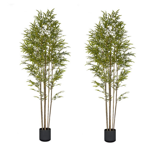 1-SOGA 2X 240cm Lucky Bamboo Tree Bambusa Vulgaris Artificial Plant w/ 7 Branches Home Accent Decor