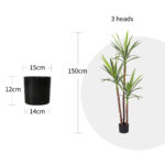 2-SOGA 150cm Artificial Natural Green Dracaena Yucca Tree Fake Tropical Indoor Plant Home Office Decor