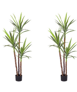 1-SOGA 2X 150cm Artificial Natural Green Dracaena Yucca Tree Fake Tropical Indoor Plant Home Office Decor