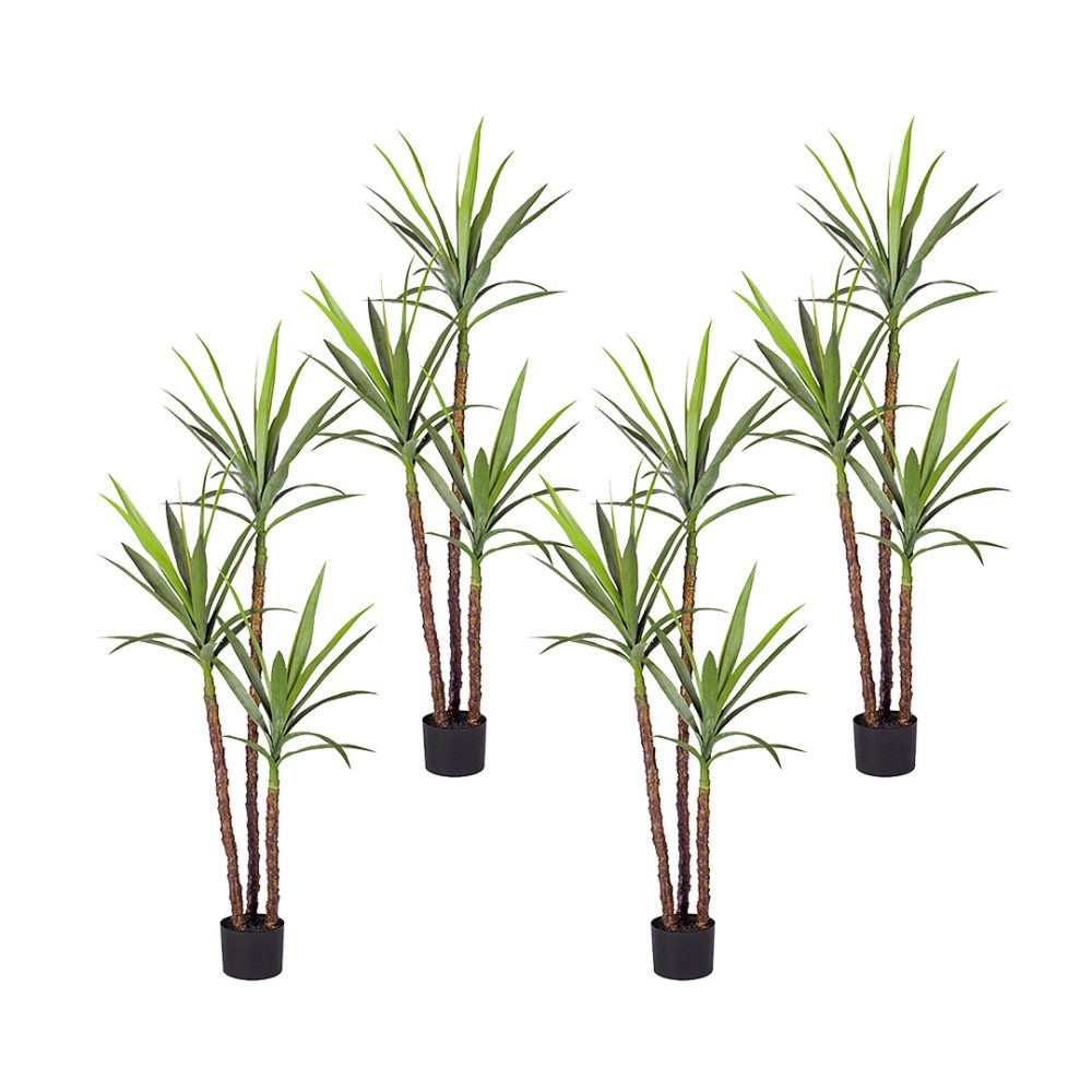 1-SOGA 4X 150cm Artificial Natural Green Dracaena Yucca Tree Fake Tropical Indoor Plant Home Office Decor