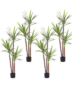 1-SOGA 4X 150cm Artificial Natural Green Dracaena Yucca Tree Fake Tropical Indoor Plant Home Office Decor