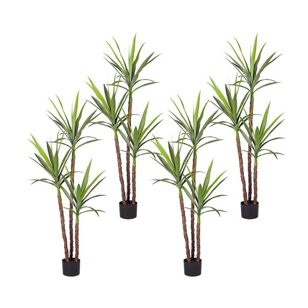 1-SOGA 4X 150cm Artificial Natural Green Dracaena Yucca Tree Fake Tropical Indoor Plant Home Office Decor