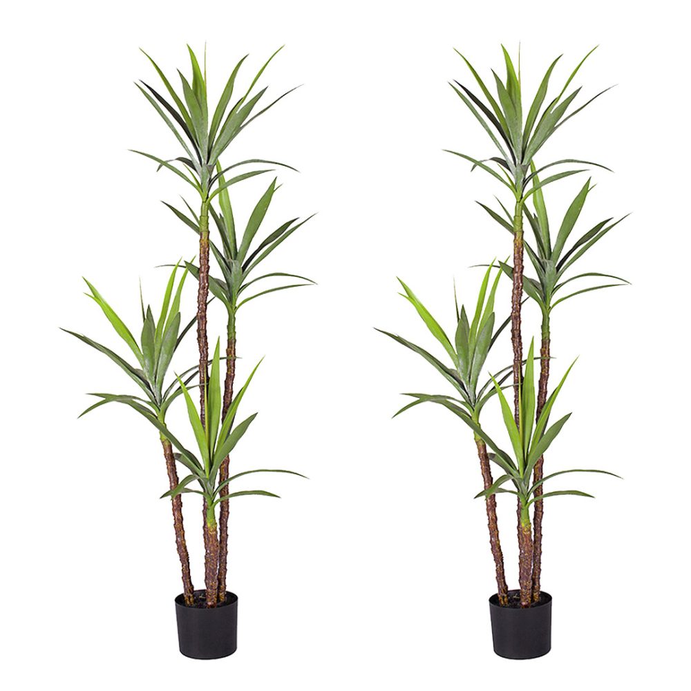 1-SOGA 2X 180cm Artificial Natural Green Dracaena Yucca Tree Fake Tropical Indoor Plant Home Office Decor