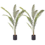 1-SOGA 2X 210cm Artificial Green Rogue Hares Foot Fern Tree Fake Tropical Indoor Plant Home Office Decor