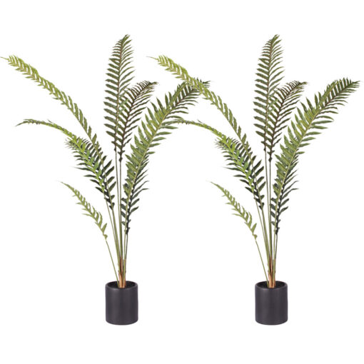 1-SOGA 2X 210cm Artificial Green Rogue Hares Foot Fern Tree Fake Tropical Indoor Plant Home Office Decor