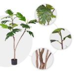 4-SOGA 120cm Artificial Natural Green Split-Leaf Philodendron Tree Fake Tropical Indoor Plant Home Office Decor