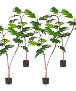 1-SOGA 4X 120cm Artificial Natural Green Split-Leaf Philodendron Tree Fake Tropical Indoor Plant Home Office Decor