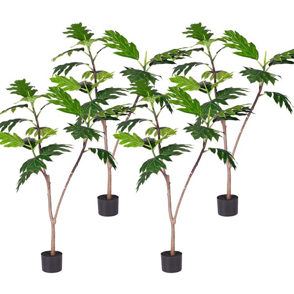 1-SOGA 4X 120cm Artificial Natural Green Split-Leaf Philodendron Tree Fake Tropical Indoor Plant Home Office Decor
