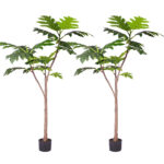1-SOGA 2X 150cm Artificial Natural Green Split-Leaf Philodendron Tree Fake Tropical Indoor Plant Home Office Decor