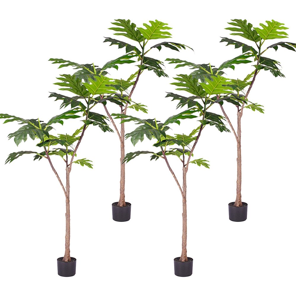 1-SOGA 4X 150cm Artificial Natural Green Split-Leaf Philodendron Tree Fake Tropical Indoor Plant Home Office Decor