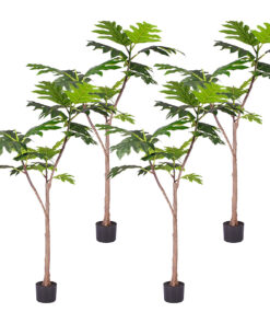 1-SOGA 4X 150cm Artificial Natural Green Split-Leaf Philodendron Tree Fake Tropical Indoor Plant Home Office Decor