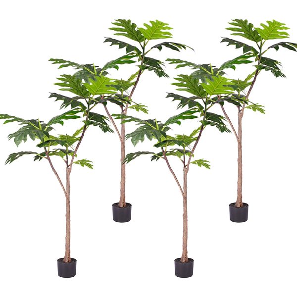 1-SOGA 4X 150cm Artificial Natural Green Split-Leaf Philodendron Tree Fake Tropical Indoor Plant Home Office Decor