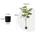 2-SOGA 2X 180cm Artificial Natural Green Split-Leaf Philodendron Tree Fake Tropical Indoor Plant Home Office Decor