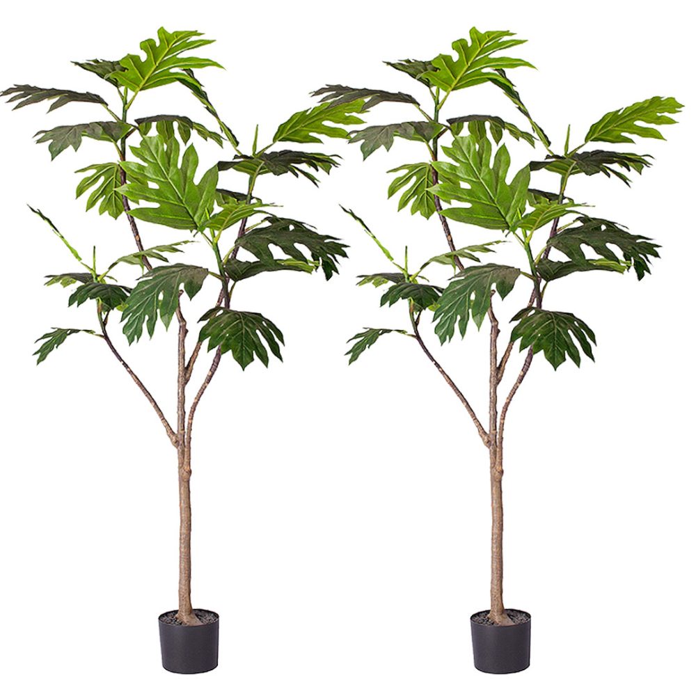 1-SOGA 2X 180cm Artificial Natural Green Split-Leaf Philodendron Tree Fake Tropical Indoor Plant Home Office Decor