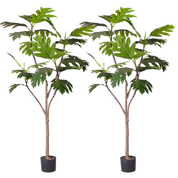 1-SOGA 2X 180cm Artificial Natural Green Split-Leaf Philodendron Tree Fake Tropical Indoor Plant Home Office Decor