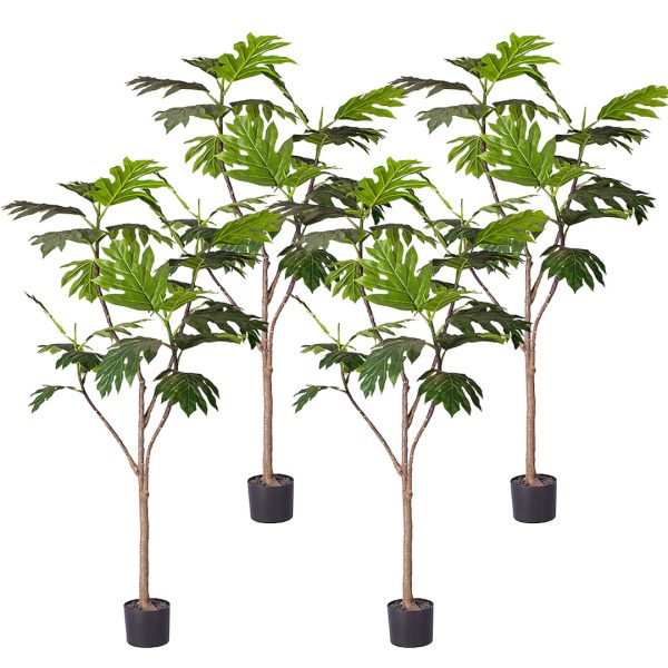 1-SOGA 4X 180cm Artificial Natural Green Split-Leaf Philodendron Tree Fake Tropical Indoor Plant Home Office Decor