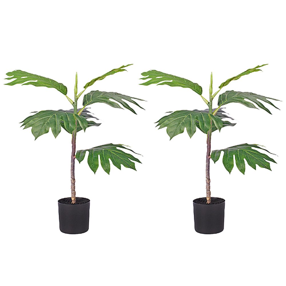 1-SOGA 2X 60cm Artificial Natural Green Split-Leaf Philodendron Tree Fake Tropical Indoor Plant Home Office Decor