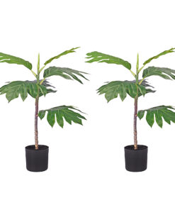 1-SOGA 2X 60cm Artificial Natural Green Split-Leaf Philodendron Tree Fake Tropical Indoor Plant Home Office Decor