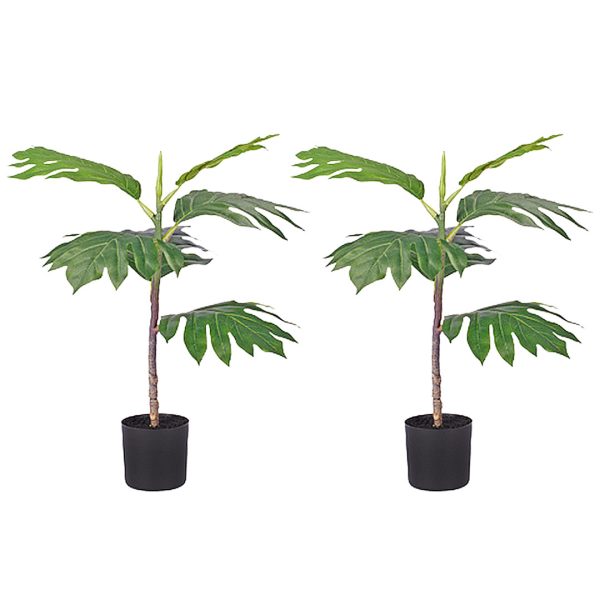 1-SOGA 2X 60cm Artificial Natural Green Split-Leaf Philodendron Tree Fake Tropical Indoor Plant Home Office Decor
