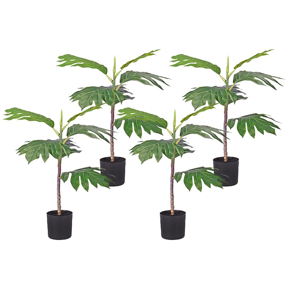 1-SOGA 4X 60cm Artificial Natural Green Split-Leaf Philodendron Tree Fake Tropical Indoor Plant Home Office Decor