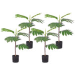 1-SOGA 4X 60cm Artificial Natural Green Split-Leaf Philodendron Tree Fake Tropical Indoor Plant Home Office Decor