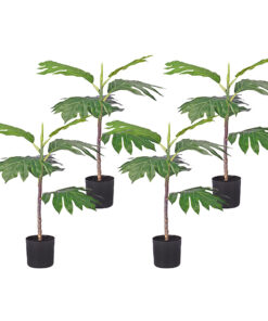 1-SOGA 4X 60cm Artificial Natural Green Split-Leaf Philodendron Tree Fake Tropical Indoor Plant Home Office Decor