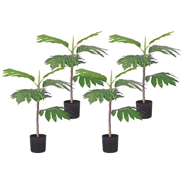 1-SOGA 4X 60cm Artificial Natural Green Split-Leaf Philodendron Tree Fake Tropical Indoor Plant Home Office Decor
