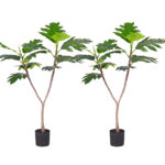 1-SOGA 2X 90cm Artificial Natural Green Split-Leaf Philodendron Tree Fake Tropical Indoor Plant Home Office Decor