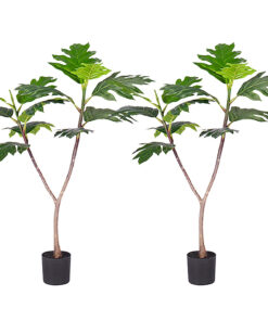 1-SOGA 2X 90cm Artificial Natural Green Split-Leaf Philodendron Tree Fake Tropical Indoor Plant Home Office Decor