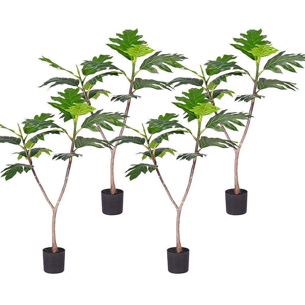 1-SOGA 4X 90cm Artificial Natural Green Split-Leaf Philodendron Tree Fake Tropical Indoor Plant Home Office Decor