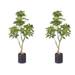 1-SOGA 2X 120cm Artificial Natural Green Schefflera Dwarf Umbrella Tree Fake Tropical Indoor Plant Home Office Decor