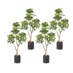 1-SOGA 4X 120cm Artificial Natural Green Schefflera Dwarf Umbrella Tree Fake Tropical Indoor Plant Home Office Decor