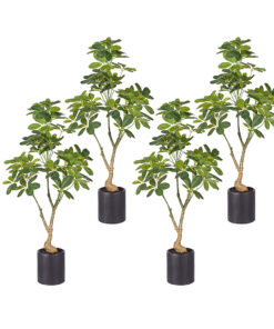 1-SOGA 4X 120cm Artificial Natural Green Schefflera Dwarf Umbrella Tree Fake Tropical Indoor Plant Home Office Decor