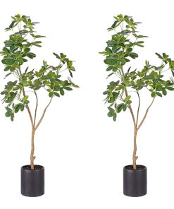1-SOGA 2X 160cm Artificial Natural Green Schefflera Dwarf Umbrella Tree Fake Tropical Indoor Plant Home Office Decor