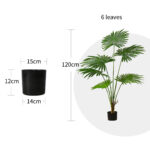 2-SOGA 2X 120cm Artificial Natural Green Fan Palm Tree Fake Tropical Indoor Plant Home Office Decor