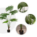 4-SOGA 2X 120cm Artificial Natural Green Fan Palm Tree Fake Tropical Indoor Plant Home Office Decor