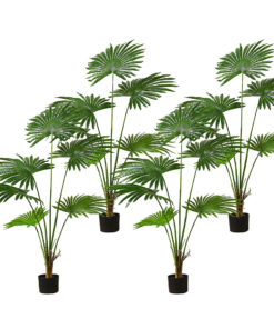 1-SOGA 4X 120cm Artificial Natural Green Fan Palm Tree Fake Tropical Indoor Plant Home Office Decor