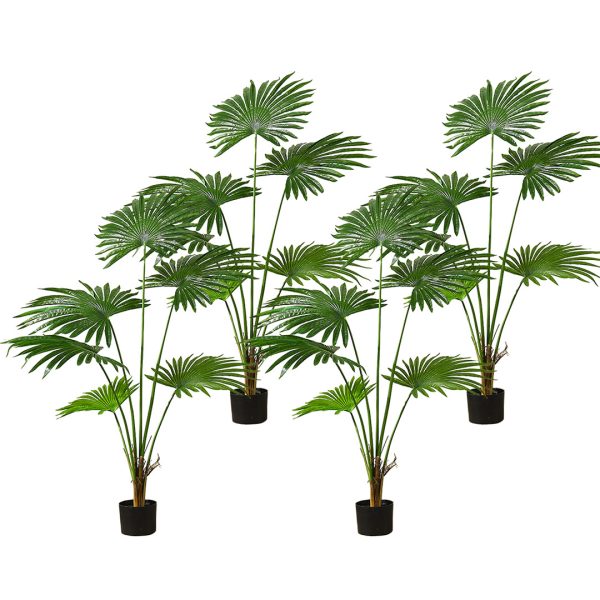 1-SOGA 4X 120cm Artificial Natural Green Fan Palm Tree Fake Tropical Indoor Plant Home Office Decor