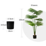 2-SOGA 150cm Artificial Natural Green Fan Palm Tree Fake Tropical Indoor Plant Home Office Decor