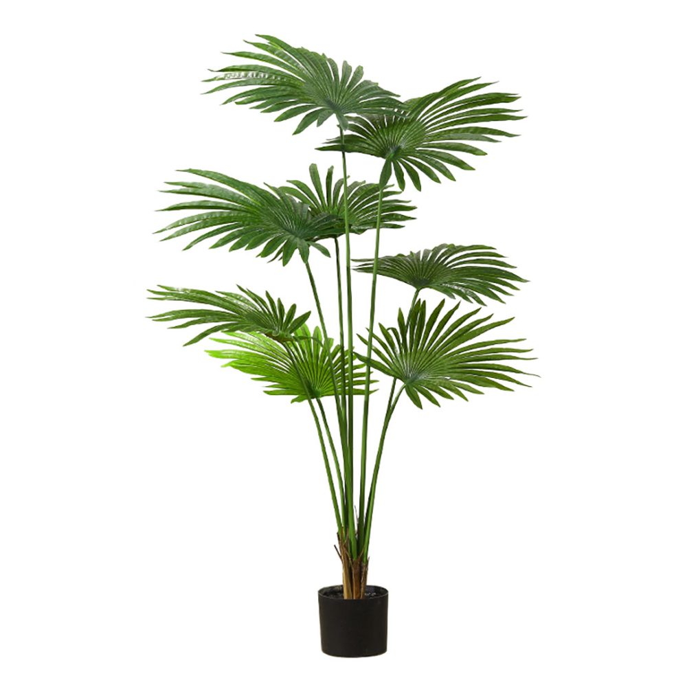 1-SOGA 150cm Artificial Natural Green Fan Palm Tree Fake Tropical Indoor Plant Home Office Decor