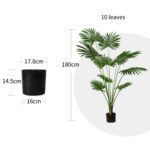 2-SOGA 2X 180cm Artificial Natural Green Fan Palm Tree Fake Tropical Indoor Plant Home Office Decor