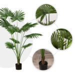 4-SOGA 2X 180cm Artificial Natural Green Fan Palm Tree Fake Tropical Indoor Plant Home Office Decor