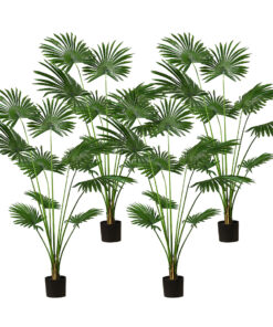 1-SOGA 4X 180cm Artificial Natural Green Fan Palm Tree Fake Tropical Indoor Plant Home Office Decor