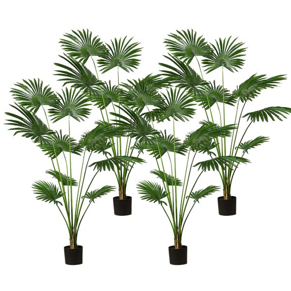 1-SOGA 4X 180cm Artificial Natural Green Fan Palm Tree Fake Tropical Indoor Plant Home Office Decor