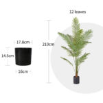 2-SOGA 2X 210cm Green Artificial Indoor Rogue Areca Palm Tree Fake Tropical Plant Home Office Decor